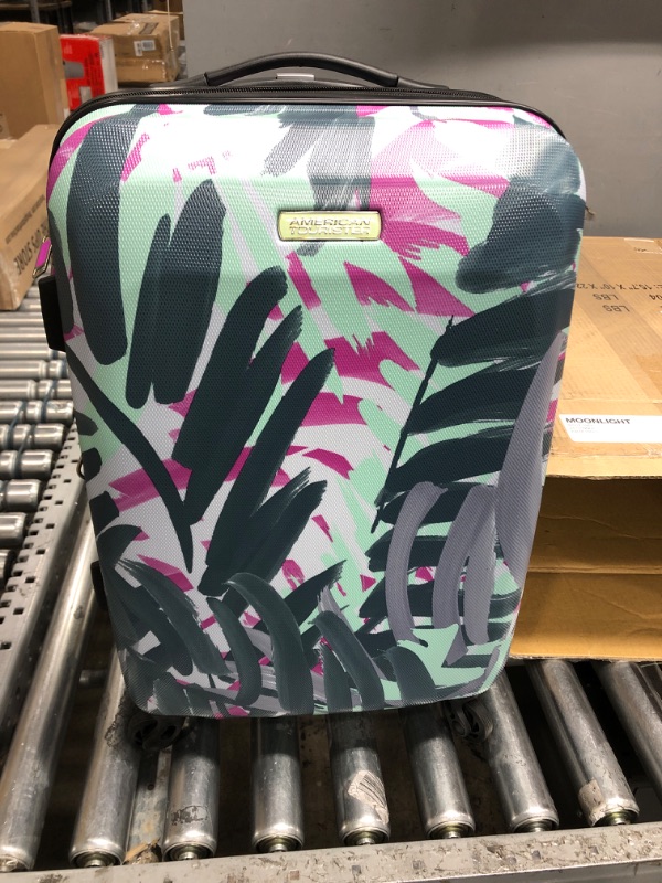 Photo 2 of American Tourister Moonlight Hardside Expandable Luggage with Spinner Wheels, Palm Trees, Carry-On 21-Inch Carry-On 21-Inch Palm Trees