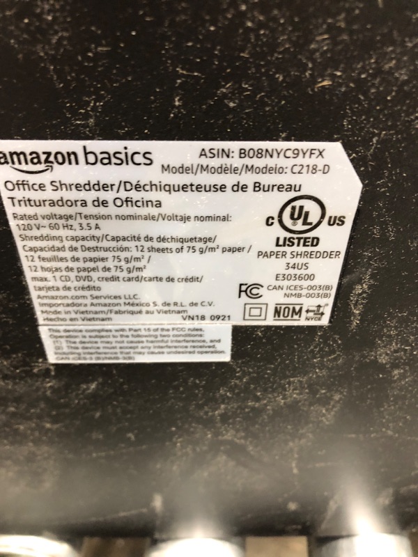 Photo 5 of Amazon Basics 12 Sheet Micro-Cut Paper,Credit Card and CD Shredder for Office/Home & Paper Shredder Sharpening & Lubricant Sheets - Pack of 24