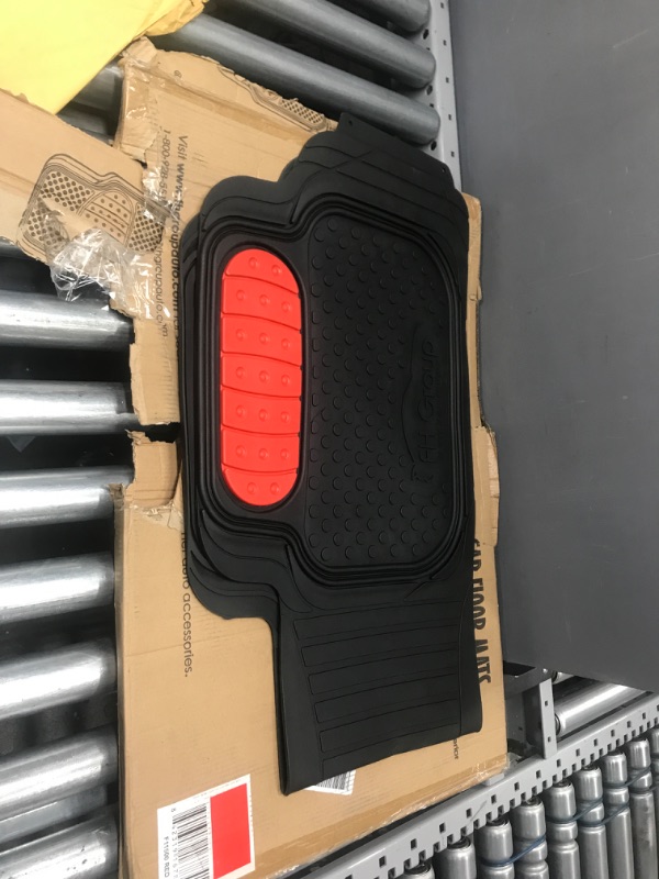 Photo 2 of Automotive Floor Mats Red Climaproof for All Weather Protection Universal Fit Heavy Duty Rubber fits Most Cars, SUVs, and Trucks (Full Set Trim to Fit) FH Group F11500RED