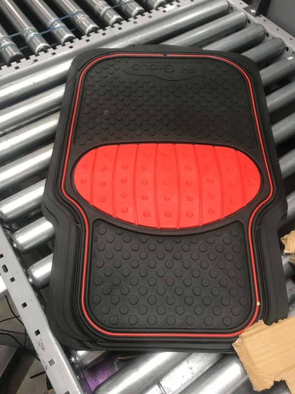 Photo 3 of Automotive Floor Mats Red Climaproof for All Weather Protection Universal Fit Heavy Duty Rubber fits Most Cars, SUVs, and Trucks (Full Set Trim to Fit) FH Group F11500RED