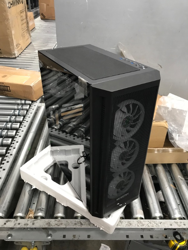 Photo 6 of MUSETEX Mid-Tower ATX PC Case Pre-Installed 6pcs 120mm ARGB Fans, Mesh Computer Gaming Case, Opening Tempered Glass Side Panels, USB 3.0 x 2, Black, TW8-S6-B