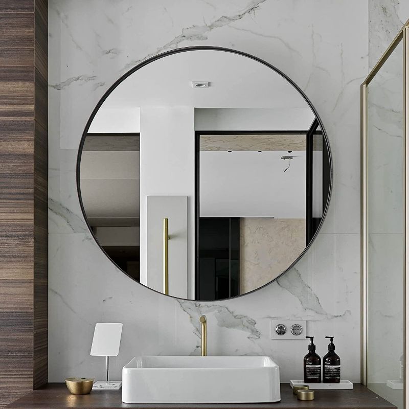 Photo 1 of 
Clavie Bathroom Mirror, Black Round Mirror 30 x 30 inch Modern Wall Mirror Metal Frame Circle Mirror Wall Mounted Decorative Mirror for Bedroom Living Room.