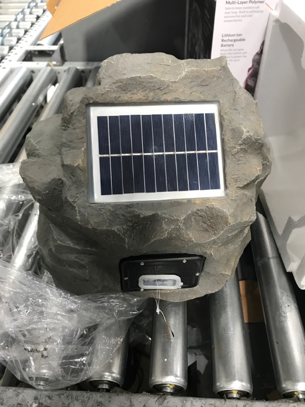 Photo 2 of Alpine Corporation Waterproof Bluetooth Solar-Powered Outdoor Wireless Rock Speaker, Gray