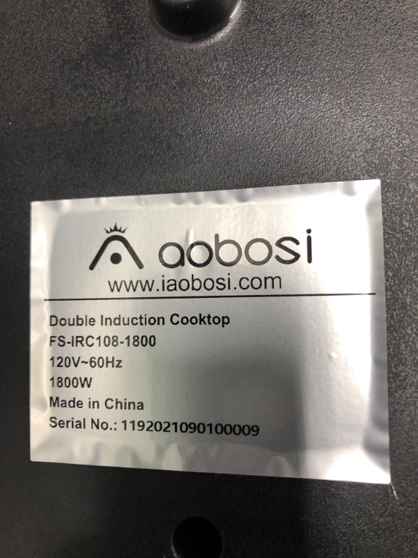 Photo 2 of Aobosi Double Induction Cooktop Burner with 240 Mins Timer, 1800w 2 Induction Burner with 10 Temperature 9 Power Settings, Portable Dual Induction Cooker Cooktop with Touch Sensor Control & Child Safety Lock 58cm