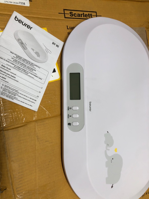 Photo 2 of Beurer BY90 Baby Scale, Pet Scale, Digital, with Measuring Tape, tracking weight with App | For: Infant, Newborn, Toddler /Puppy, Cat - Animals | LCD Display, weighs Lbs/Kg/Oz Highly accurate with Bluetooth/measuring Tape