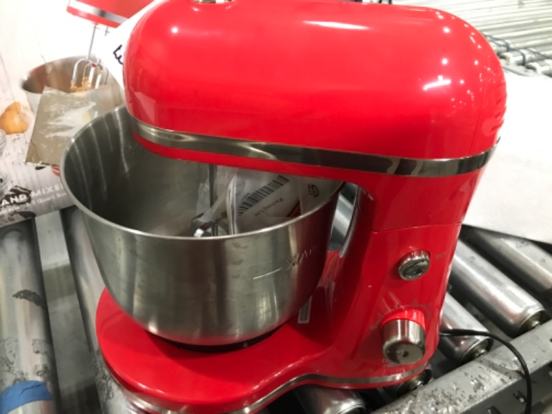 Photo 3 of *** POWERS ON *** Delish by DASH Compact Stand Mixer, 3.5 Quart with Beaters & Dough Hooks Included - Red 3.5 Quart RED