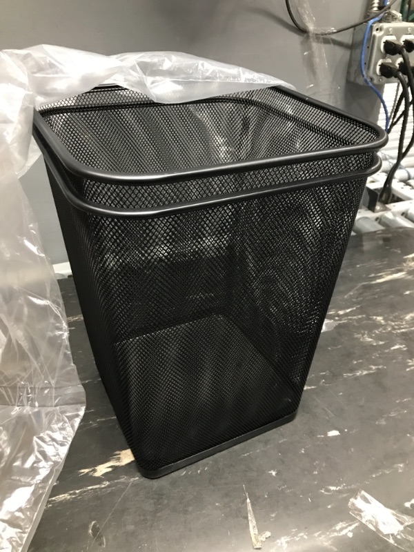 Photo 2 of Greenco, Black Mesh Trash Can Wastebaskets, Square, 6 Gallon, 2 Pack Black 6 gallon square trash