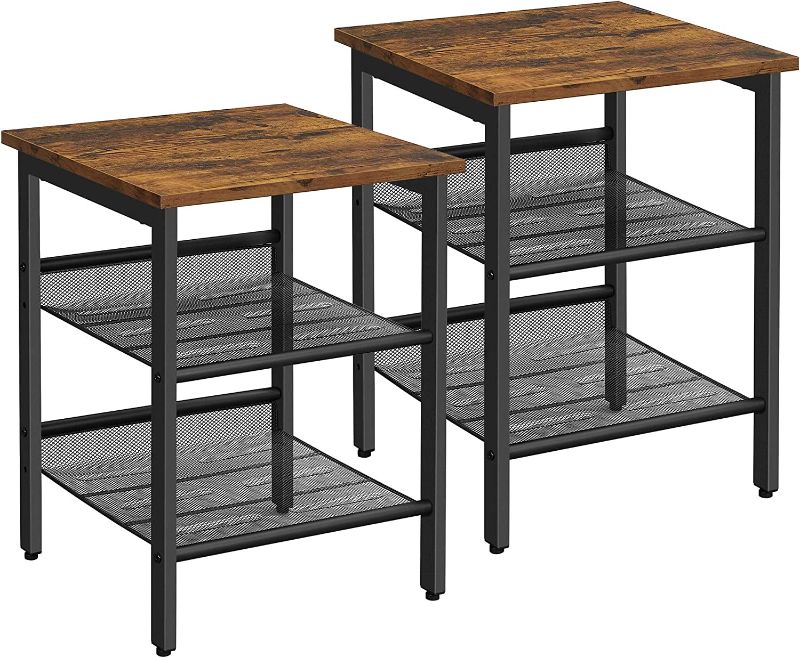 Photo 1 of  * VASAGLE End Table, Nightstand with 2 Mesh Shelves SET OF 2 