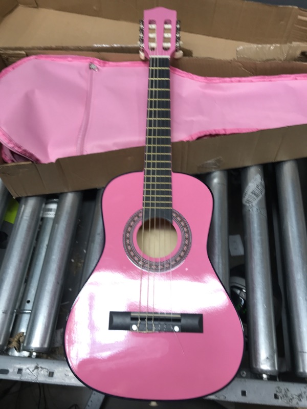 Photo 7 of 30" Wood Classical Guitar with Case and Accessories for Kids/Girls/Boys/Beginners (Pink)