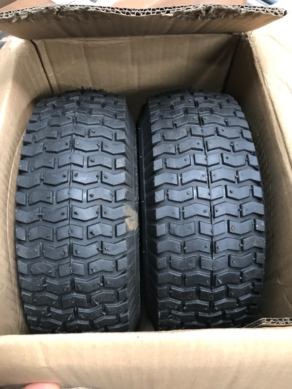 Photo 2 of DOUBLE BRIDGE 2 Pack 13x5.00-6 Lawn Tractor Pneumatic Wheel,Wheelbarrow tire Turf Tread,3.075" hub Length with Steel Rim,Flange ID 0.76''