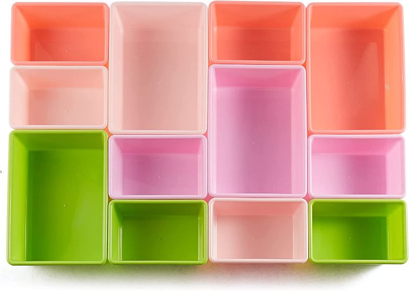 Photo 1 of Amazon Basics Kids Toy Storage Organizer with 12 Plastic Bins - White Wood with Pink Bins
