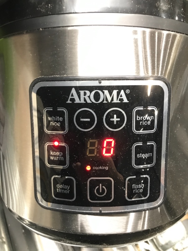 Photo 6 of *** POWERS ON *** Aroma Housewares ARC-914SBD Digital Cool-Touch Rice Grain Cooker and Food Steamer, Stainless, Silver, 4-Cup (Uncooked) / 8-Cup (Cooked) Basic