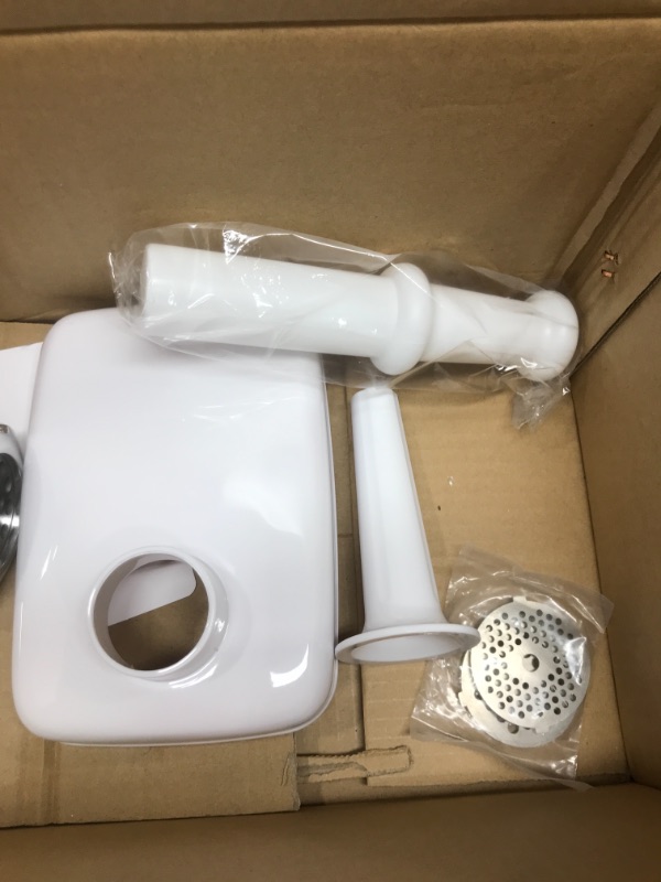 Photo 1 of *** POWERS ON *** Sunmile Electric Meat Grinder and Sausage Maker - 1HP 1000W Max - Stainless Steel Cutting Blade and 3 Grinding Plates,1 Big Sausage Staff Maker (White)