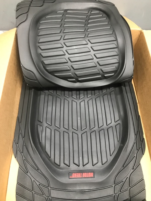 Photo 3 of Motor Trend - MT-923-BK 923-BK Black FlexTough Contour Liners-Deep Dish Heavy Duty Rubber Floor Mats for Car SUV Truck & Van-All Weather Protection, Universal Trim to Fit Full Set Black