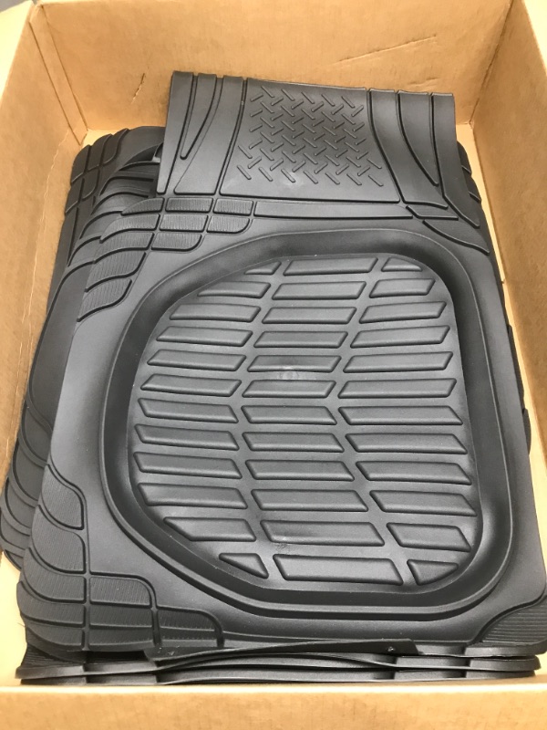 Photo 2 of Motor Trend - MT-923-BK 923-BK Black FlexTough Contour Liners-Deep Dish Heavy Duty Rubber Floor Mats for Car SUV Truck & Van-All Weather Protection, Universal Trim to Fit Full Set Black