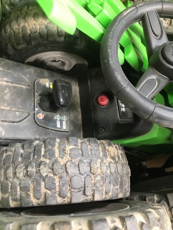 Photo 4 of Kids Ride On Tractor with Green Trailer & Remote Control, 12V Toddler Battery Powered Electric Vehicle with Slow Start 7LED Headlights USB Music Player 2+1 Gear Shift, Green Trailer, 35W/ EVA Tire Green 35W-EVA Tire