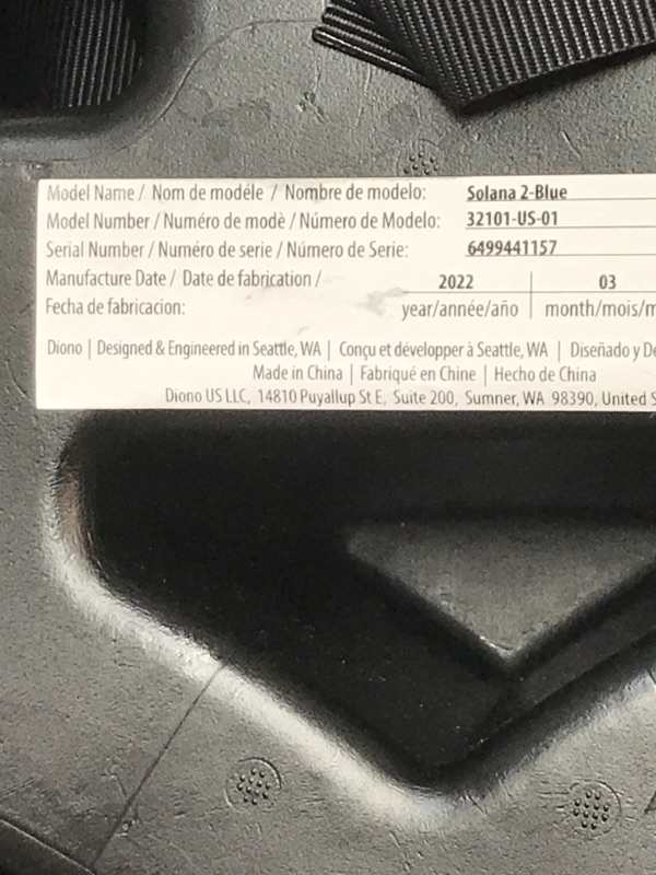 Photo 3 of Diono Solana 2 XL 2022, Dual Latch Connectors, Lightweight Backless Belt-Positioning Booster Car Seat, 8 Years 1 Booster Seat, Blue NEW! LATCH Connect Single Blue