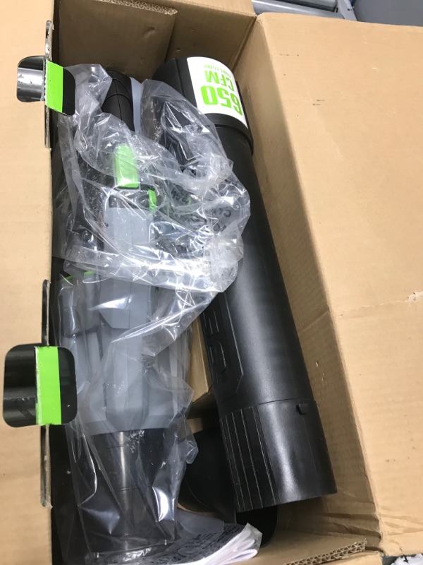 Photo 1 of EGO POWER+ 56V Lithium-ion 650CFM Variable-Speed Turbo Cordless Leaf Blower with 15-Inch POWERLOAD Carbon Fiber Split Shaft String Trimmer 4.0Ah Battery and Charger Included