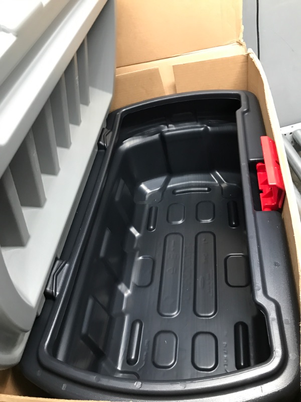 Photo 1 of Rubbermaid ActionPacker Lockable Storage Box, 35 Gal, Grey and Black, Outdoor, Industrial, Rugged 35 gal-(Pack of 1)