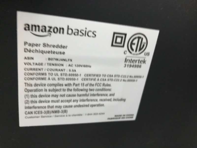 Photo 2 of Amazon Basics 24-Sheet Cross-Cut Paper, CD and Credit Card Home Office Shredder with Pullout Basket 24 Sheet Shredder