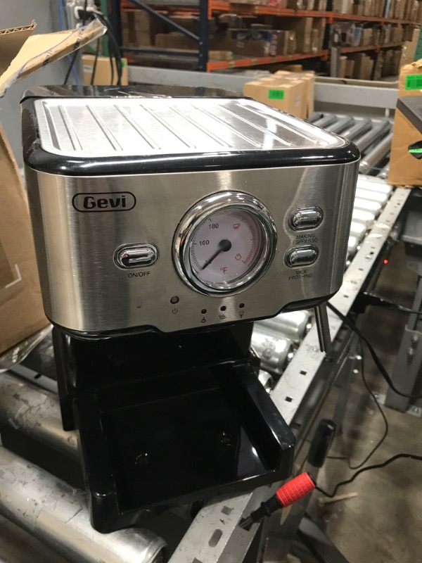 Photo 1 of ***TESTED/ TURNS ON*** Gevi Espresso Machine 15 Bar Pump Pressure, Cappuccino Coffee Maker with Milk Foaming Steam Wand for Latte, Mocha, Cappuccino, 1.5L Water Tank, 1100W, Black1
