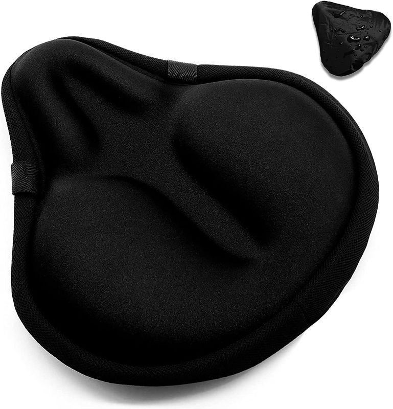 Photo 1 of HUIOK Bike Seat Cushion, Wide Gel Exercise Bicycle Seat Cover for Women Men Comfort, Fits Spin, Stationary and Cruiser Bikes, Indoor Outdoor Cycling, Water&Dust Resistant Cover Included
