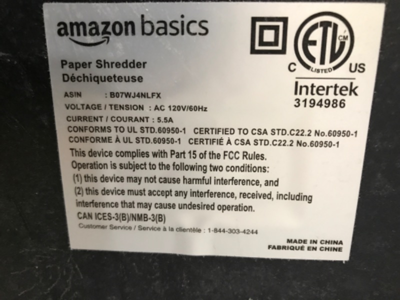 Photo 4 of Amazon Basics 24-Sheet Cross-Cut Paper, CD and Credit Card Home Office Shredder with Pullout Basket 24 Sheet Shredder