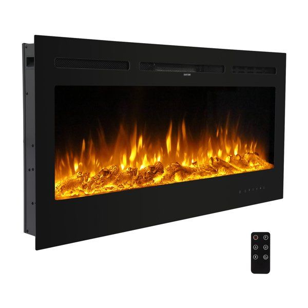 Photo 1 of IF-1340TCL 120.00V 1500.00W 40in Fireplace Black Sheet Metal Glass Recumbent/Wall Mounted/Adjustable Temperature/Timing/With Display/With fake Wood/With crystal/With Remote Control
