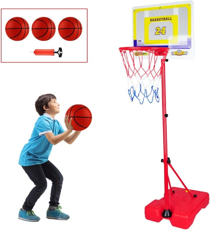 Photo 1 of (PARTS ONLY)YAOASEN Basketball Hoop for Kids Toddler Toys Portable Adjustable Height 3.2FT-6.6FT with 3 Balls Mini Basketball Hoops Indoor Goals Youth Outdoor Gifts Boy Girl Age 3 4 5 6 7 8 Year Old Backyard Game
