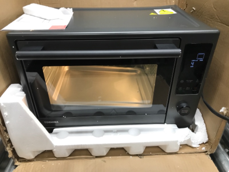 Photo 6 of ***MINOR DAMAGE TO CORNER***  TOSHIBA Hot Air Convection Toaster Oven, Extra Large 34QT/32L, 9-in-1 Cooking Functions, Crispy Grill, Dehydrate, Rotisserie, 6 Accessories Included, 1650W, Grey