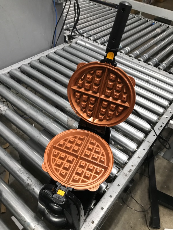 Photo 2 of ***DAMAGE TO DIAL***  Hamilton Beach 26031 Belgian Waffle Maker with Removable Nonstick Plates, Single Flip, Ceramic Grids, Black Black Single Flip, Ceramic Grids Waffle Maker