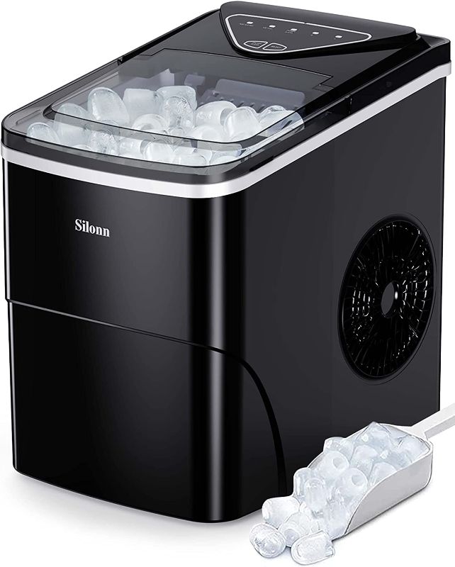Photo 1 of **SEE NOTES**
Silonn Ice Makers Countertop, 9 Cubes Ready in 6 Mins, 26lbs in 24Hrs, Self-Cleaning Ice Machine with Ice Scoop and Basket, 2 Sizes of Bullet Ice for Home Kitchen Office Bar Party
