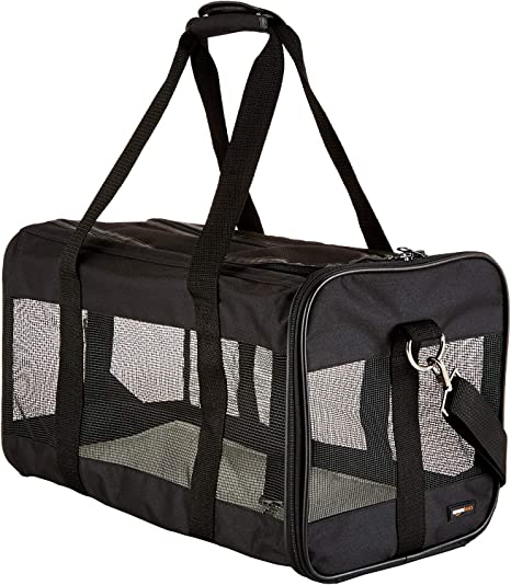 Photo 1 of Amazon Basics Soft-Sided Mesh Pet Travel Carrier, Black - 20"L x 10"W x 11"H

