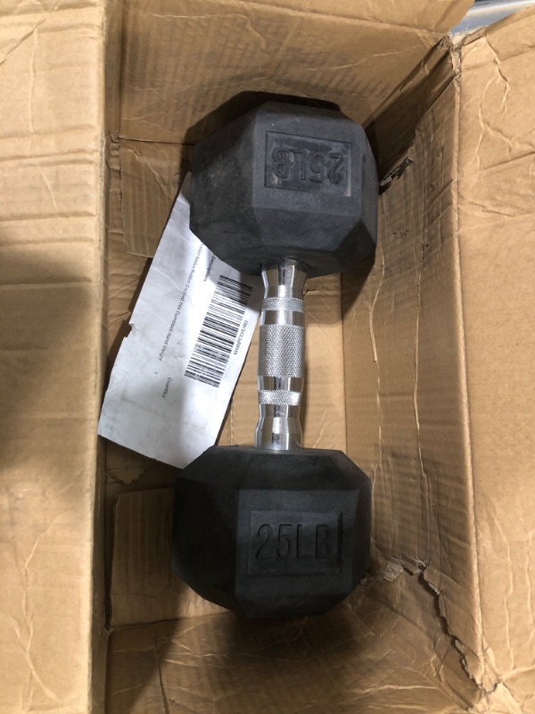 Photo 2 of Amazon Basics Rubber Encased Hex Dumbbell Hand Weight 25 Pounds Rubber Encased Hex Dumbbell