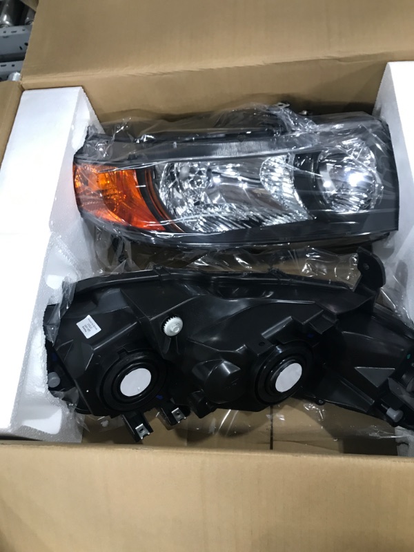 Photo 2 of 2Dr 2006-2011 Honda Civic Coupe Headlights Front Lamps Direct Replacement Left + Right with Black Housing Amber Reflector Clear Lens