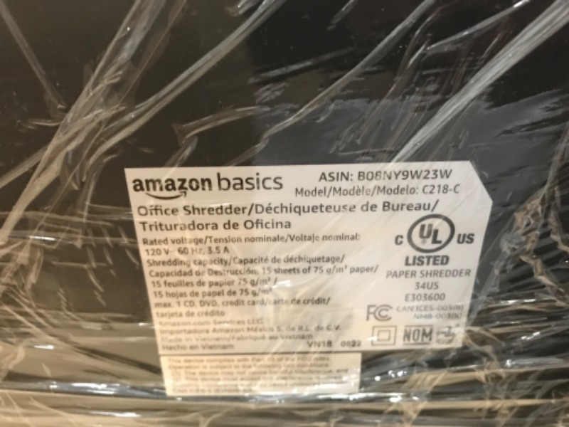 Photo 3 of Amazon Basics 15-Sheet Cross Cut Paper Shredder and Credit Card CD Shredder with 6 Gallon Bin 15 Sheet - new model Shredder