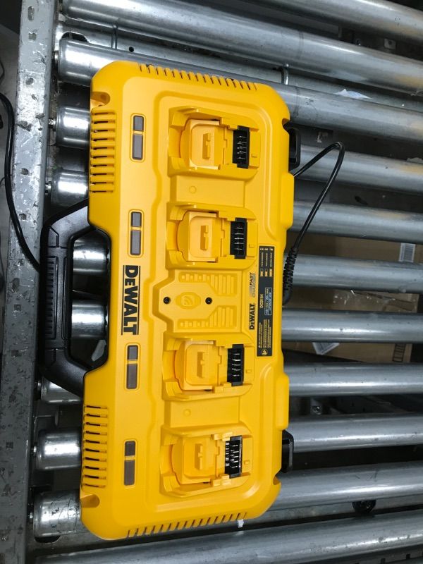 Photo 2 of TURNS ON* DEWALT 20V MAX* CHARGER, 4-PORT, RAPID CHARGE (DCB104) , BLACK/YELLOW
