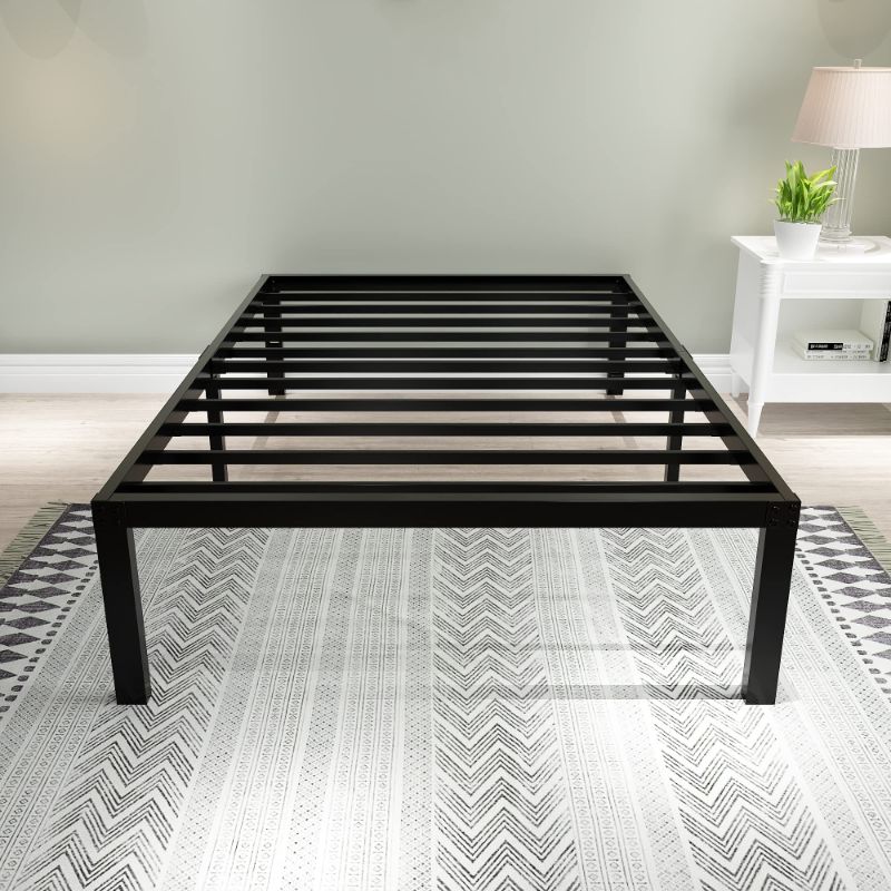Photo 1 of 45MINST 3600LBS HEAVY DUTY REINFORCED PLATFORM, 18 INCH TALL MATTRESS FOUNDATION, STEEL SLATS SUPPORT BED FRAME WITH UNDERBED STORAGE, EASY ASSEMBLY AND NON SQUEAK, TWIN
