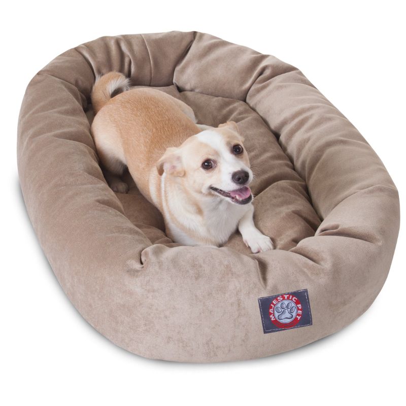 Photo 1 of 32 INCH PEARL VILLA COLLECTION MICRO VELVET BAGEL DOG BED BY MAJESTIC PET PRODUCTS PEARL 32 IN
