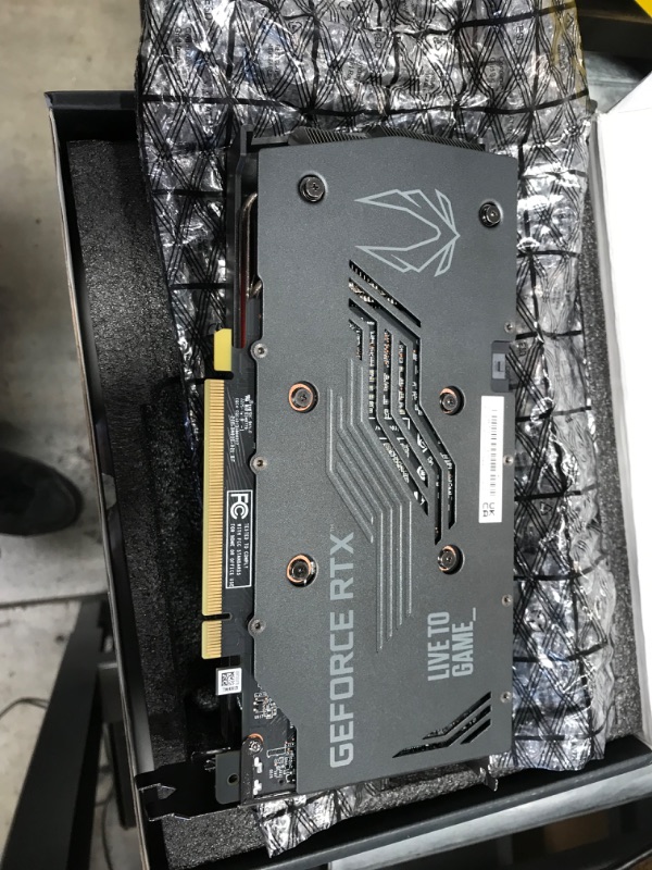 Photo 8 of Parts only 
ZOTAC GEFORCE RTX 3060 TWIN EDGE OC 12GB GDDR6 192-BIT 15 GBPS PCIE 4.0 GAMING GRAPHICS CARD, ICESTORM 2.0 COOLING, ACTIVE FAN CONTROL, FREEZE FAN STOP ZT-A30600H-10M
