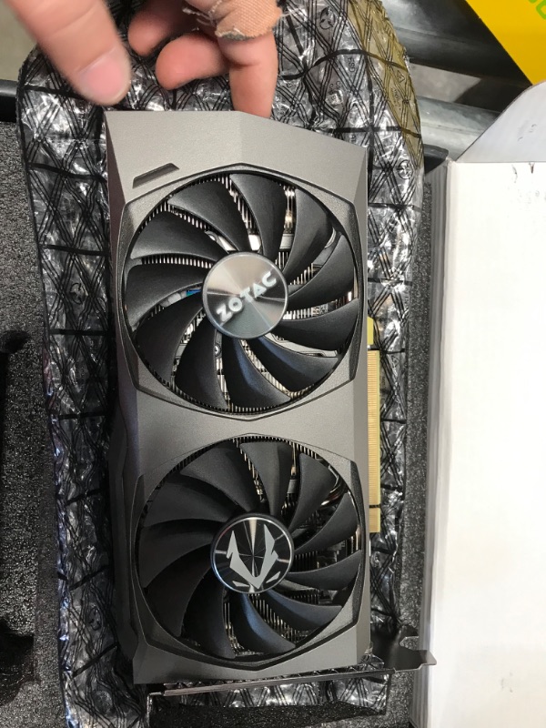 Photo 7 of Parts only 
ZOTAC GEFORCE RTX 3060 TWIN EDGE OC 12GB GDDR6 192-BIT 15 GBPS PCIE 4.0 GAMING GRAPHICS CARD, ICESTORM 2.0 COOLING, ACTIVE FAN CONTROL, FREEZE FAN STOP ZT-A30600H-10M
