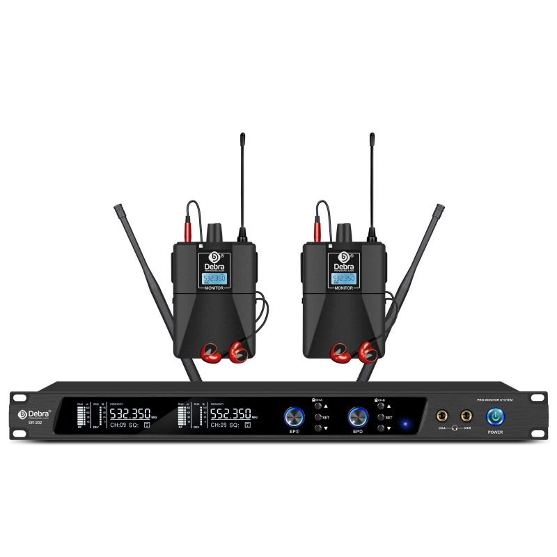 Photo 1 of D DEBRA AUDIO PRO ER-202 UHF DUAL CHANNEL WIRELESS IN EAR MONITOR SYSTEM WITH MONITORING TYPE FOR STAGE, BAND, RECORDING STUDIO, MUSICIANS, MONITORING (2 BODYPACK WITH TRANSMITTER)
