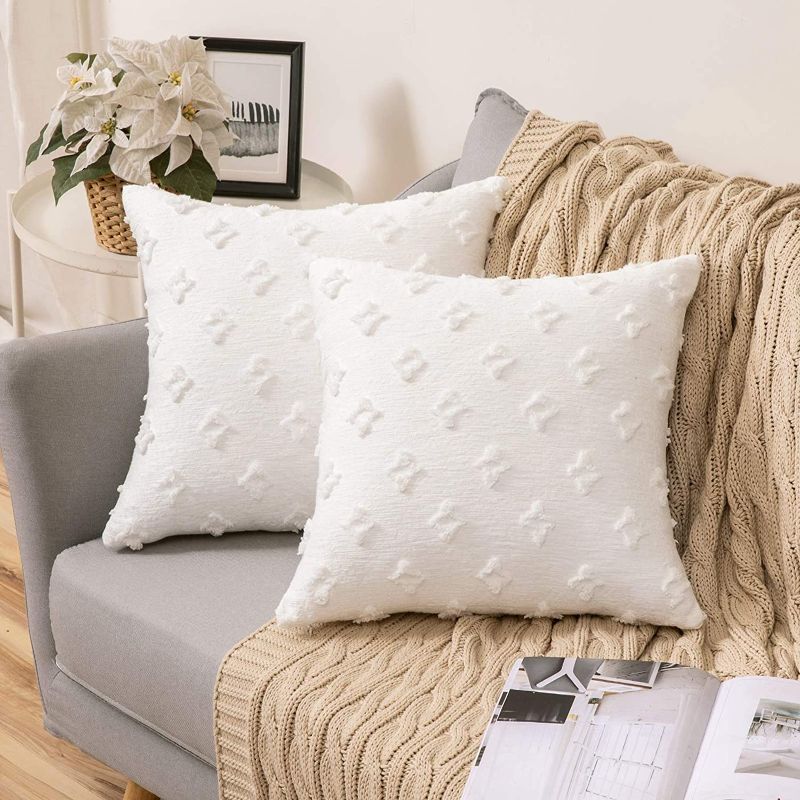 Photo 1 of 2 PACK - 18 x 18 white cotton soft throw pillows