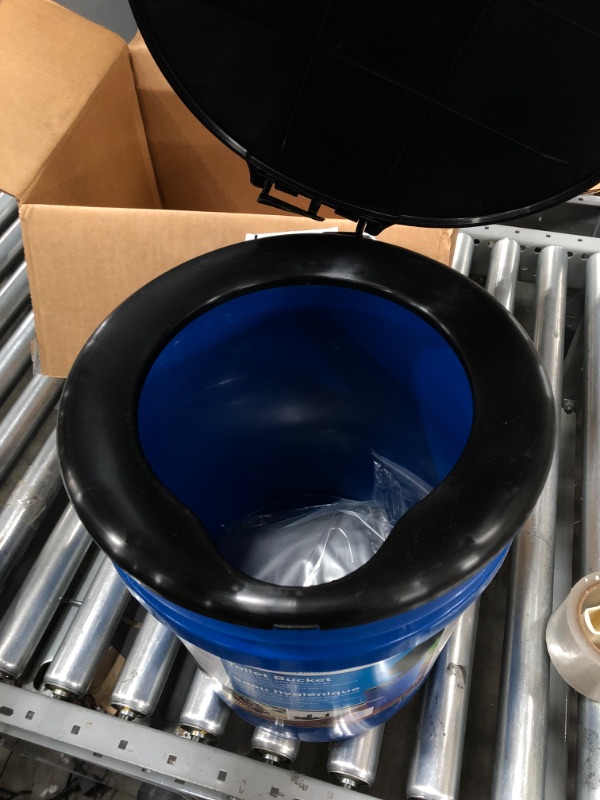 Photo 1 of Camco Portable Toilet with Seat and Cover, 5 Gallons, Blue (41549)