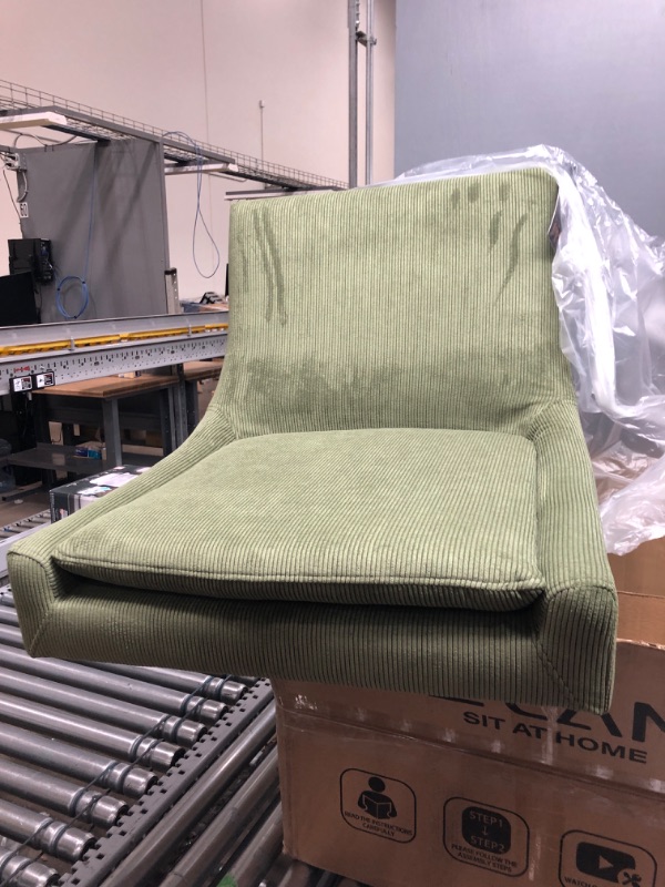 Photo 2 of *** PICTURE IS STOCK PHOTO THERE IS ONLY 2 CHAIRS *** 
COLAMY Modern Dining Chairs Set of 2, Upholstered Corduroy Accent Side Leisure Chairs with Mid Back and Wood Legs for Living Room/Dining Room/Bedroom/Guest Room-Light Green Light Green Set of 2