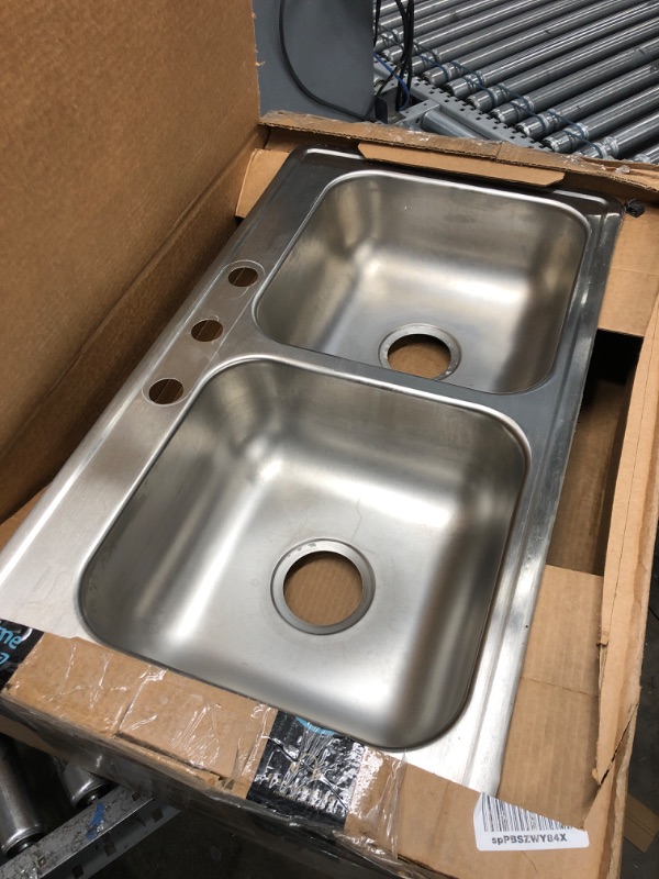 Photo 2 of ****USED****  Dayton DSE233191 Equal Double Bowl Drop-in Stainless Steel Sink 33 x 19 1 Faucet Hole Sink Only