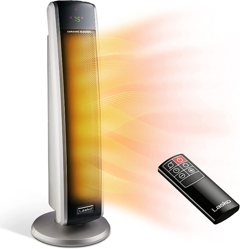 Photo 1 of ****MISSING REMOTE****   Lasko 29” Ceramic Tower Heater for Large Rooms, Whole Room Heating with Oscillation, Overheat Protection, Digital Display, Timer, Remote Control, 1500W, Black, 5586
