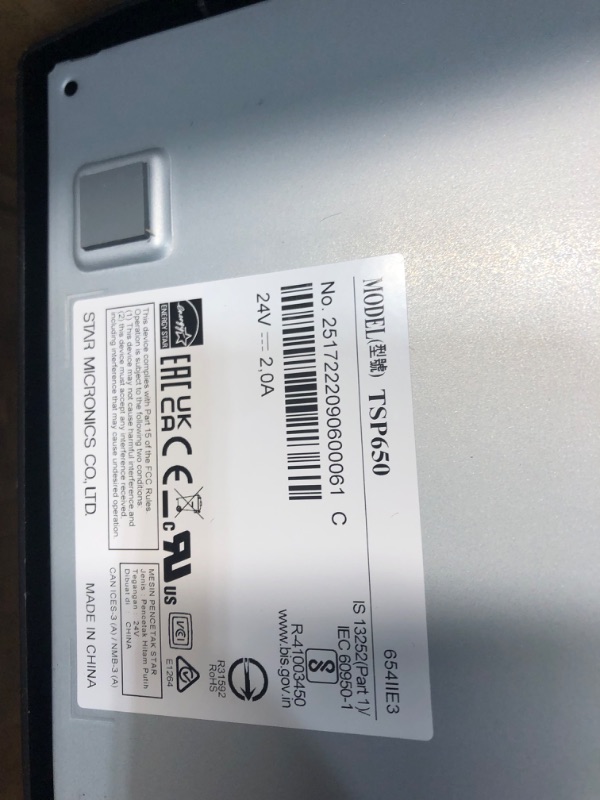 Photo 6 of Star Micronics TSP654IIE3 Ethernet (LAN) Thermal Receipt Printer with Auto-Cutter and External Power Supply - Gray Gray Ethernet (LAN)