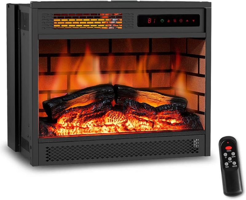 Photo 1 of LIFEPLUS 22" Electric Fireplace Insert Infrared Quartz Recessed Heater with Remote Control 12h Timer with Log Flame Effect LED Display Adjustable Thermostat Overheat Protection for Office and Home