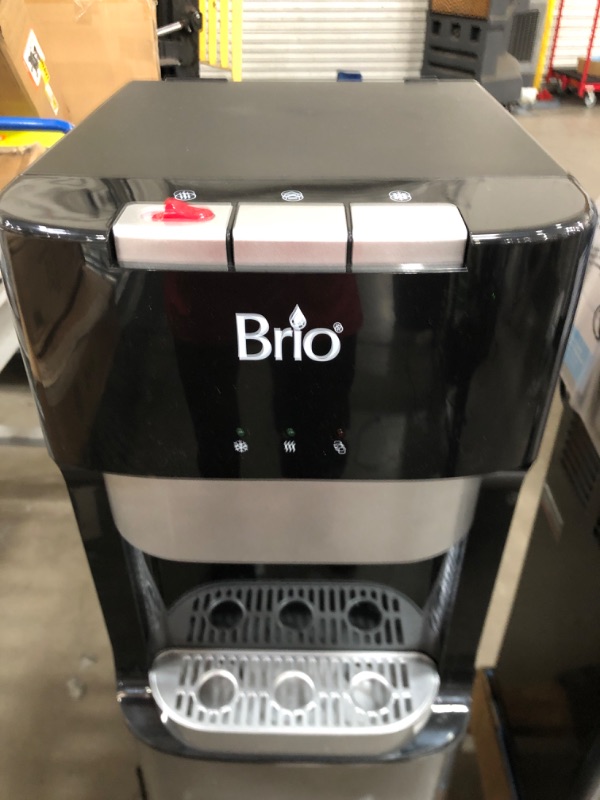 Photo 2 of (NEEDS REPAIRS)Brio CLBL420V2 Bottom Loading Water Cooler Dispenser for 3 & 5 Gallon Bottles - 3 Temperatures with Hot, Room & Cold Spouts, Child Safety Lock, LED Display with Empty Bottle Alert, Stainless Steel